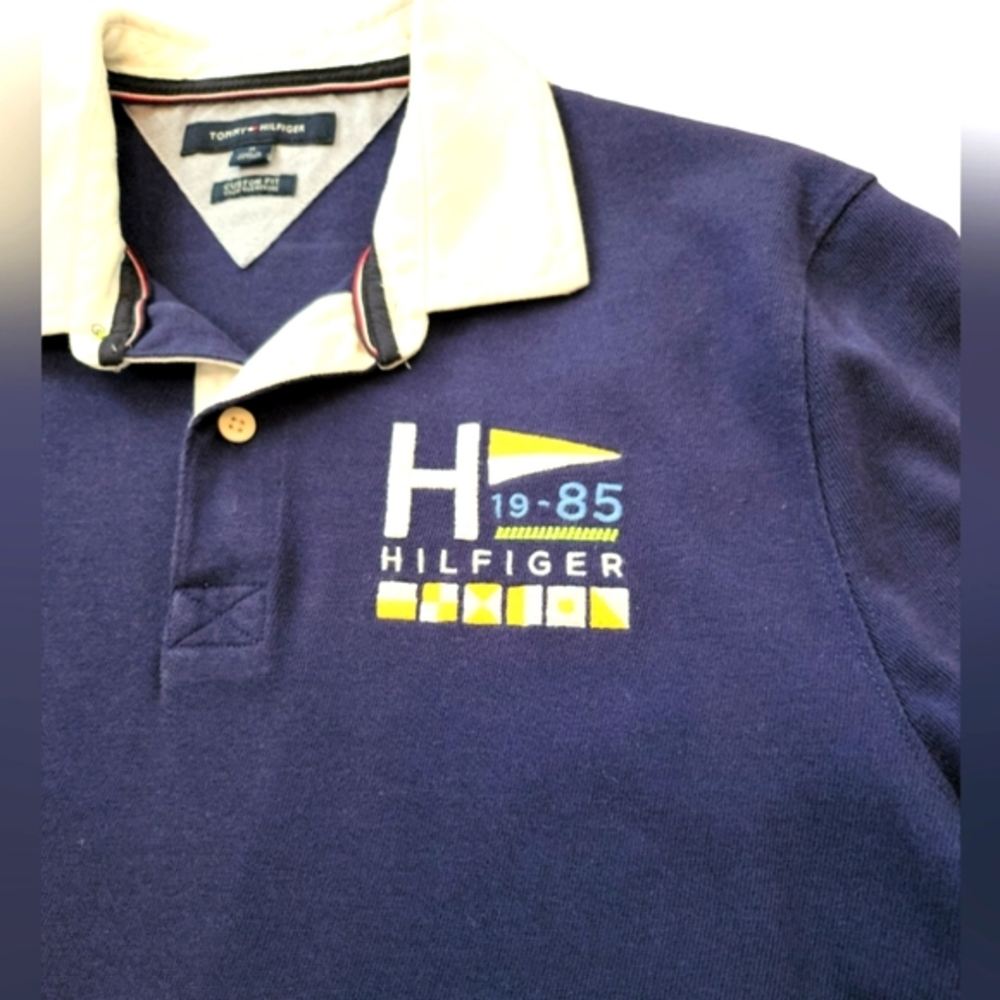 Tommy Hilfiger Classic blue Short Sleeve polo shirt medium custom fit - Picture 6 of 14